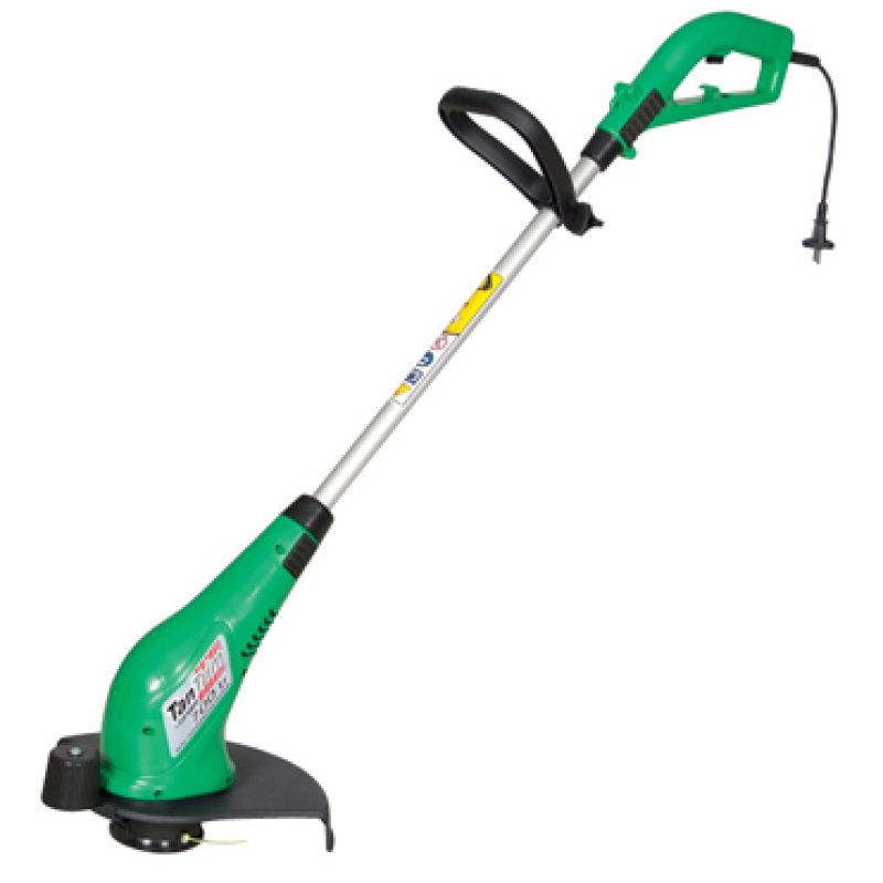 Tantrim Bottom MNT 750W Trimmer with adjustable handle in a garden setting.