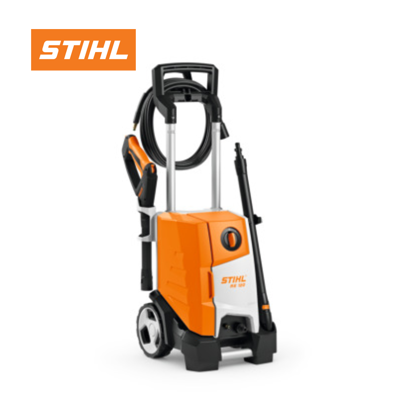 STIHL RE 120 High Pressure Cleaner with adjustable nozzle for effective outdoor cleaning.
