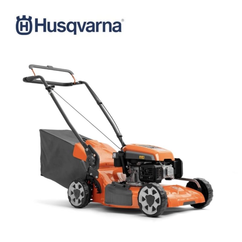Husqvarna LC 151 push lawnmower with 51 cm cutting width and 3-in-1 mowing system.