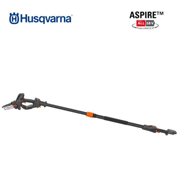 Lightweight electric pruner with extended reach for easy branch cutting.