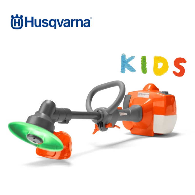 Husqvarna toy trimmer for kids with LED spinning line and realistic design