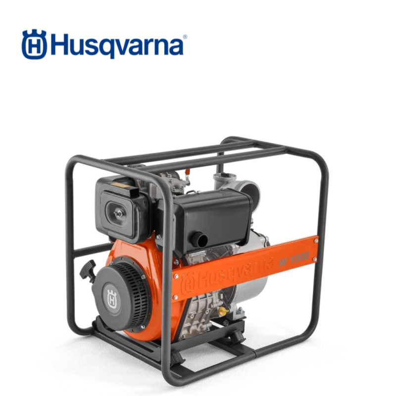 Husqvarna W100D diesel water pump with 418cc engine and 92000 L per hour water flow capacity