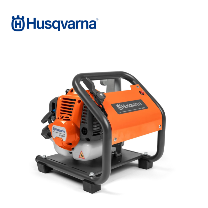 Husqvarna W25P portable petrol water pump with 25.4cc engine and 8500 L/h water transfer capacity