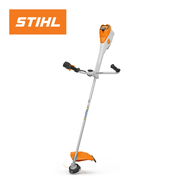 Professional STIHL cordless brushcutter designed for efficient mowing of grass, scrub, and large green areas.