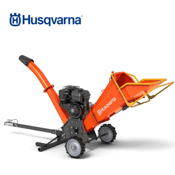 Powerful Husqvarna GC 5100PE wood chipper for efficient farm waste processing. 