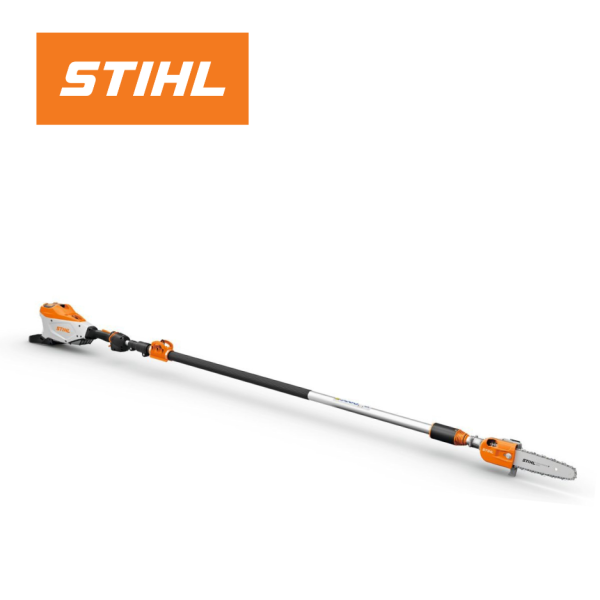 Long reach cordless pole pruner for precise high branch cutting
