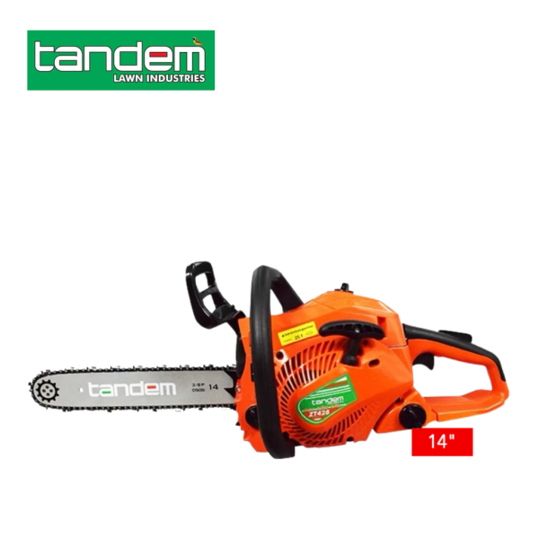Compact Tandem ZT428 chainsaw designed for residential cutting and pruning work.