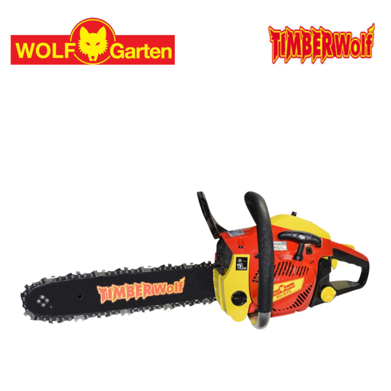 Wolf TimberWolf 54cc petrol chainsaw with 16 inch guide bar for commercial wood cutting
