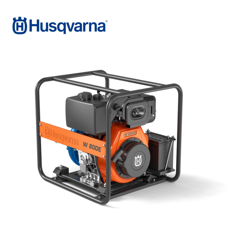 Husqvarna W80DE diesel high-pressure water pump with 498cc engine and 80 metre delivery head